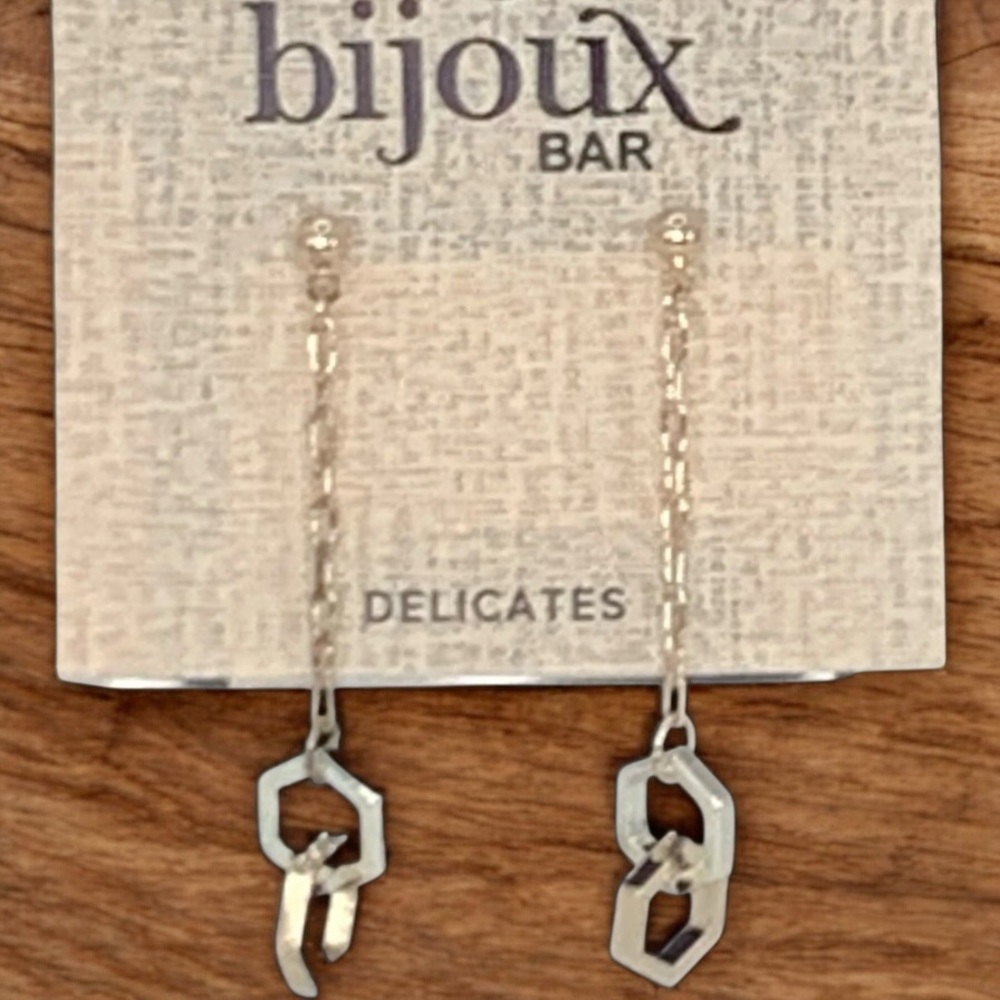 Bijoux Bar Delicates Gold & Silver Plated Intwined Octagons Stud Dangle Earrings - Picture 3 of 4